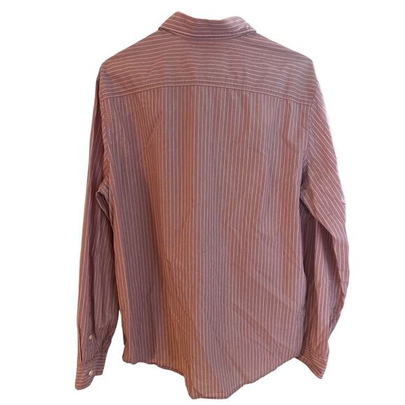 American Eagle Mens Button Up Large Pink w/Blue Striped Button Up Shirt - Picture 3 of 3